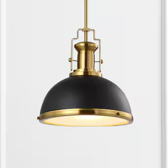 JONATHAN  Y Homer 13" Modern Industrial Iron 1 -Light Black/Brass Gold French country/cottage Dom... | Lowe's