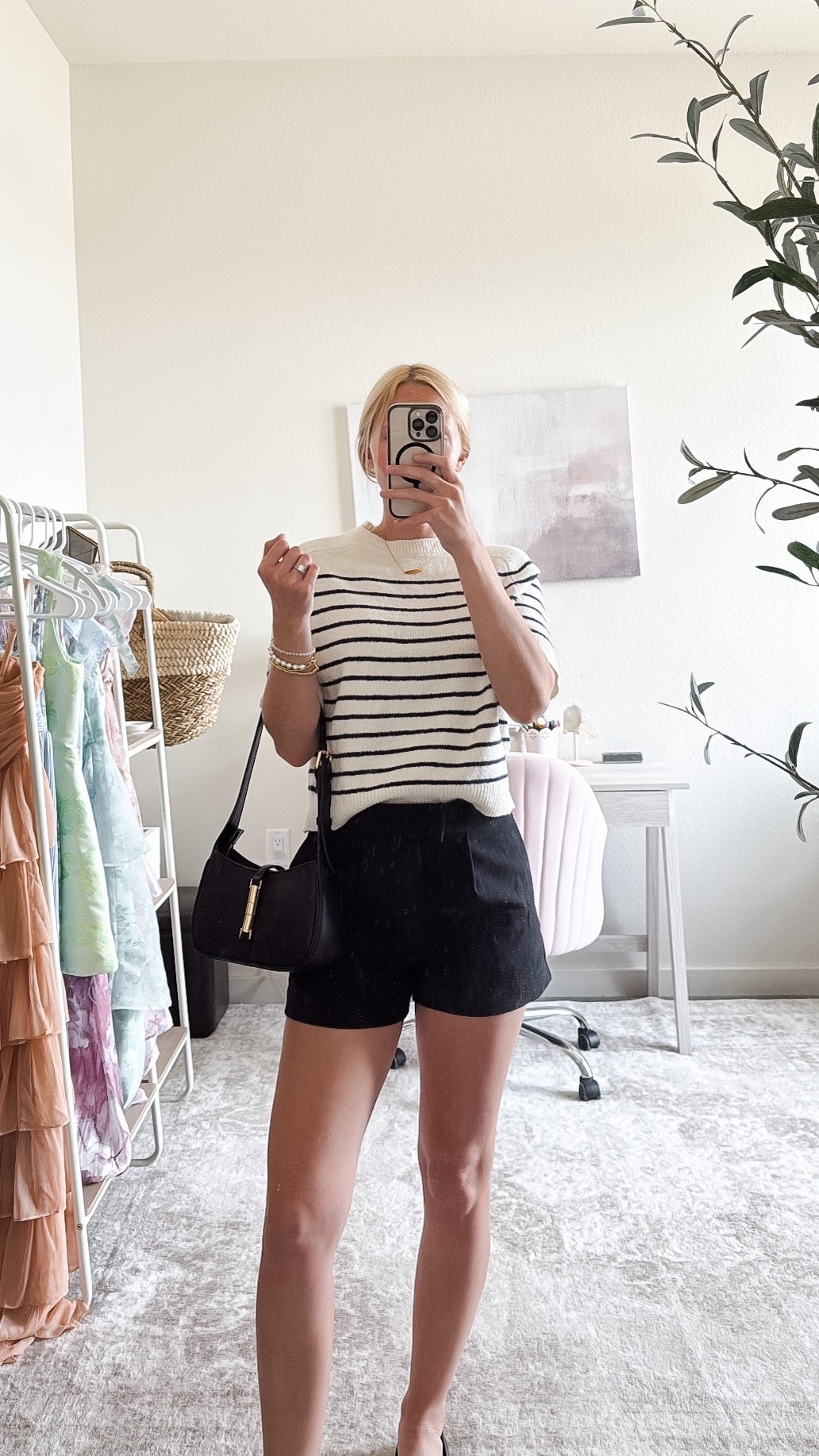 Everyday workwear outfit from Target ☺️

Striped short sleeve sweater - size XS, I love the fit of it, cute to wear as a teacher outfit, work outfit or casual outfit!

Black tailored shorts - size 2. I would prefer a 0 which is my normal size, but the smallest size offered was a 2. They’re a little roomy in the waist but I can still make them work.

I added a pair of black Mary Jane ballet flats and a black shoulder bag!

Sharing more Target finds, Target fall outfits, and Target new arrivals below!

#LTKSaleAlert #LTKSeasonal #LTKWorkwear