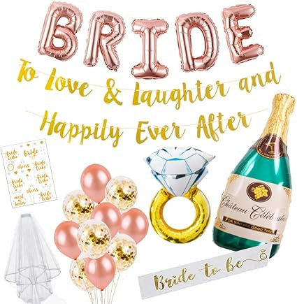 Bachelorette Party Decorations - Bridal Shower Kit: Ring & Champagne Foil Balloons, Bride to Be S... | Amazon (US)