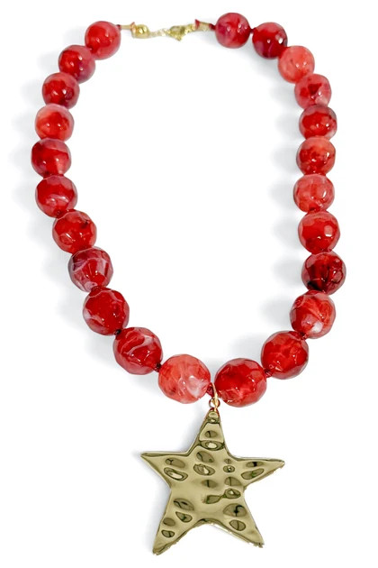 Feeling Noticed Red Beaded Star Necklace | The Willow Tree