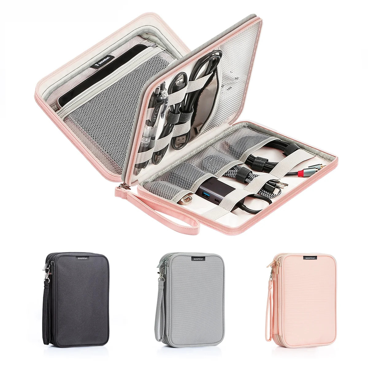 SOOMFON Electronic Organizer travel case,Waterproof Double Layers,Tech cord Storage for Cables, C... | Walmart (US)