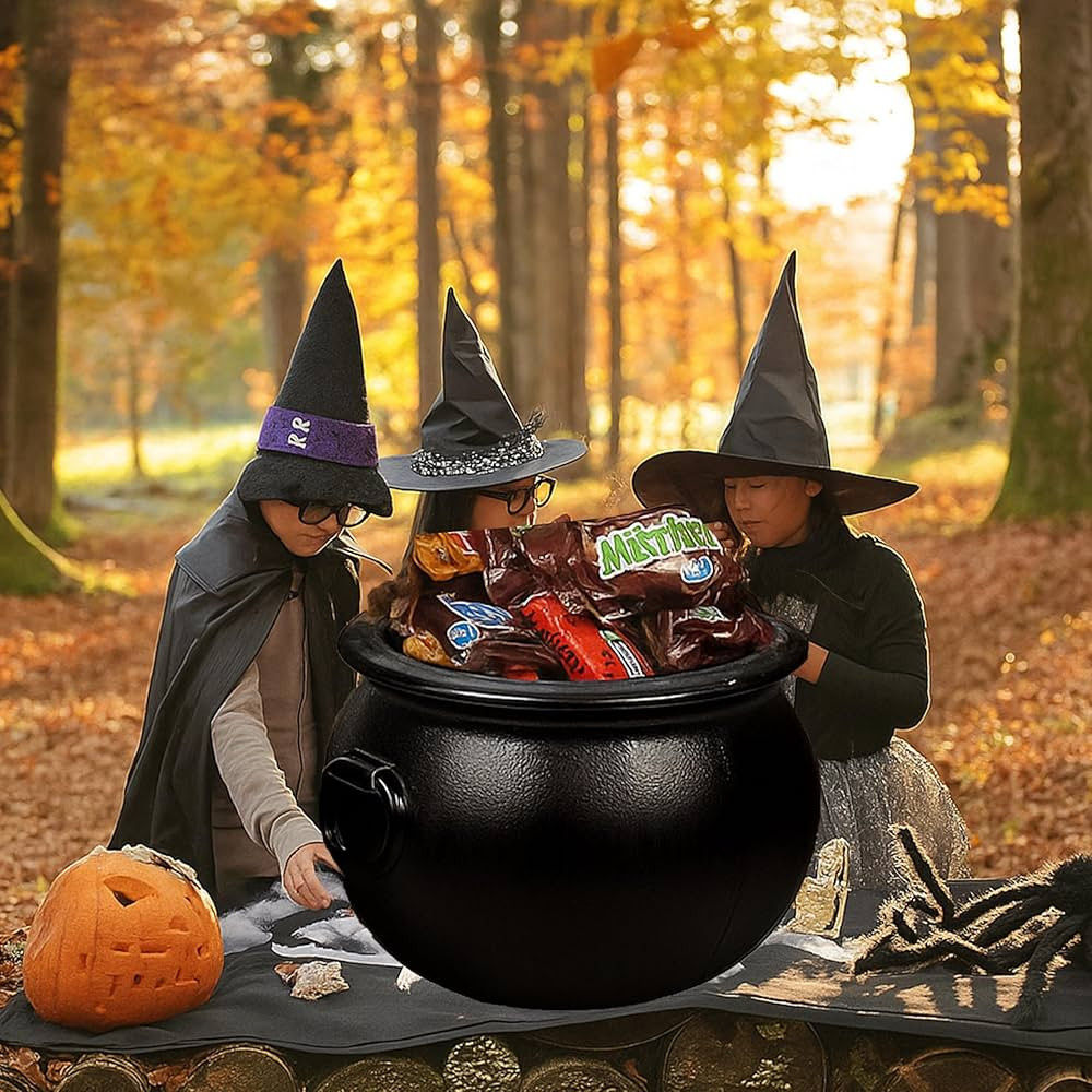 PMU 22 Inch Halloween Cauldron - Plastic Black Candy Holder for Kids - Halloween Party Favors & S... | Amazon (US)