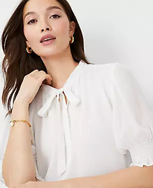 Tie Neck Puff Sleeve Top | Ann Taylor (US)