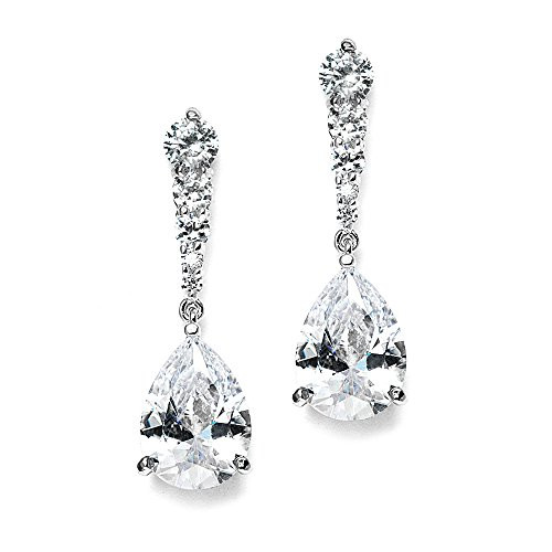 Mariell Cubic Zirconia Wedding Drop Earrings, Teardrop CZ Crystal, for Brides, Bridesmaids, Prom ... | Amazon (US)