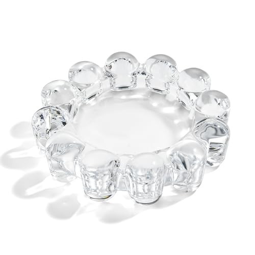 CABDM Chic Clear Glass Candle Dish, 1 Pack Modern Bubble Candle Holder for Small Candles and Diffusers, Decorative Home Decor Accessory | Amazon (US)