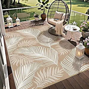 Pauwer Outdoor Rug 5'x8' Waterproof for Patios, Reversible Plastic Straw Rug, Indoor Outdoor Area... | Amazon (US)