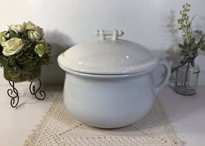 Vintage Ironstone Ware ~White Ceramic Chamber Pot With Lid~Johnson Bros England~ | eBay US