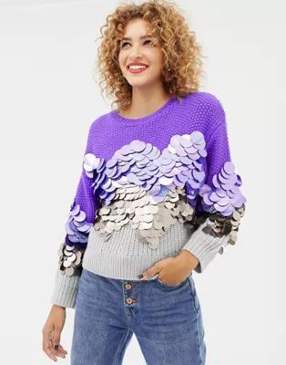 ASOS DESIGN sweater with oversized sequin detail | ASOS (Global)