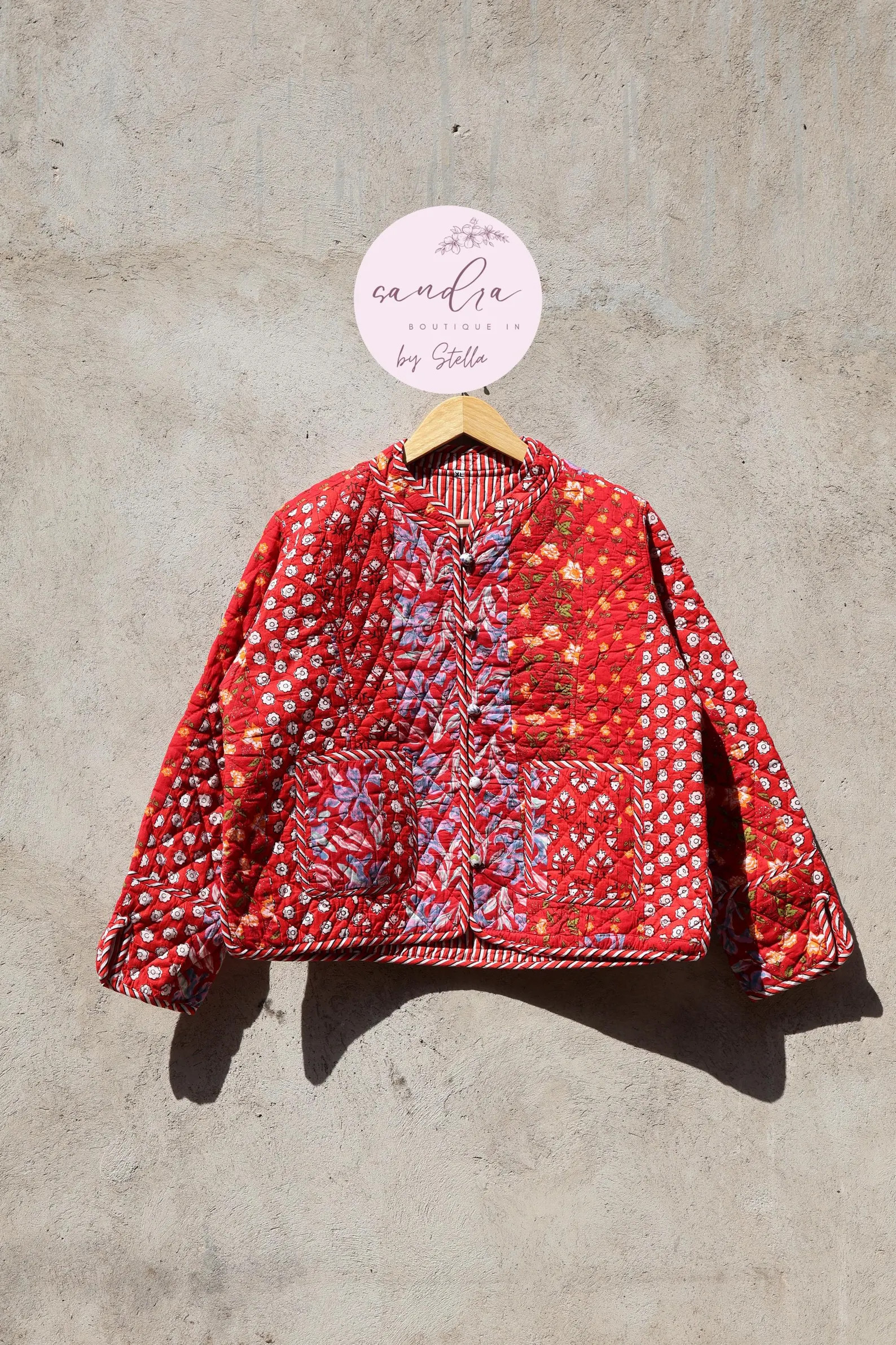 Handmade Cotton Quilted Jacket, Floral Patchwork Reversible Boho Coat | Etsy (Global)