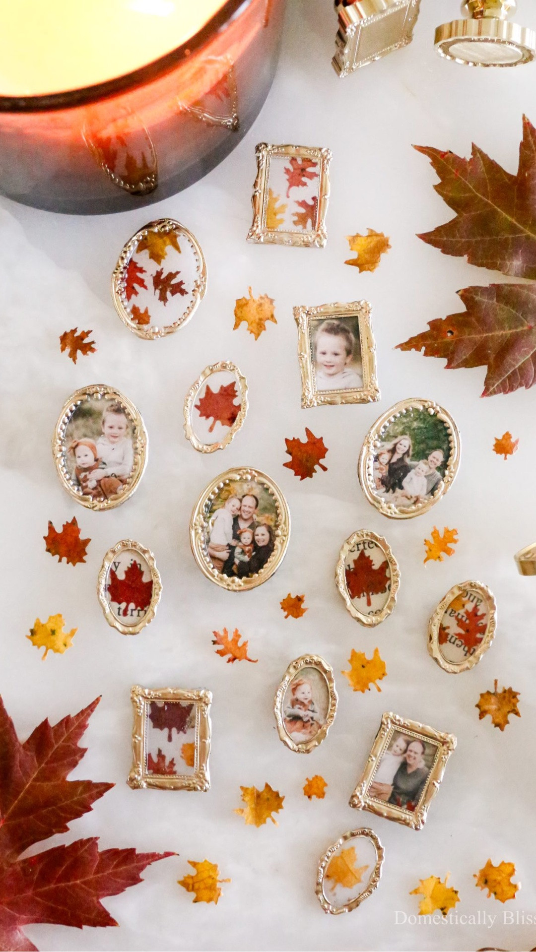 These Fall Hot Glue Frame Magnets are made using a wax seal stamp, leaf punch, and tiny family photos.

See details:
https://domesticallyblissful.com/fall-hot-glue-frame-magnets/

#LTKSeasonal #LTKmomlife #LTKHome