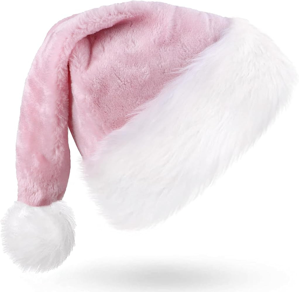 FOIMAS Santa Hat for Adults,Plush Christmas Hats with White Fur Xmas Hat for Christmas Holiday Pa... | Amazon (US)