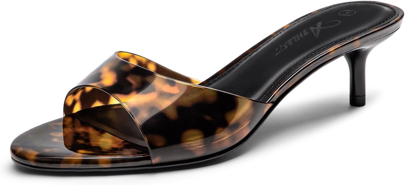 Athlefit Kitten Heels for Women Slip On Heeled Sandals Low Heel | Amazon (US)