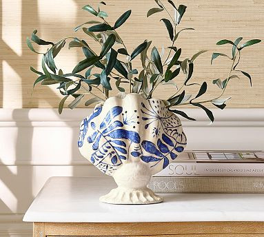 Printed Floral Shell Vase | Pottery Barn (US)