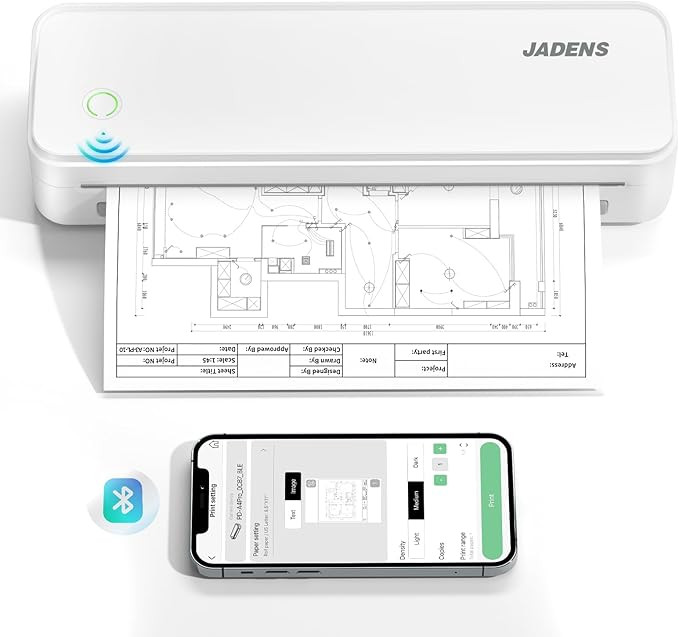 JADENS Portable Printers Wireless for Travel, Thermal Inkless Printer, Support 8.5" X 11" Thermal... | Amazon (US)
