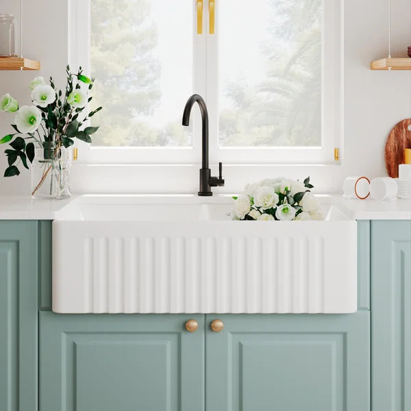Eclipse 33" L x 18" W Double Basin Farmhouse Apron Kitchen Sink with Grid and Strainer | Wayfair North America