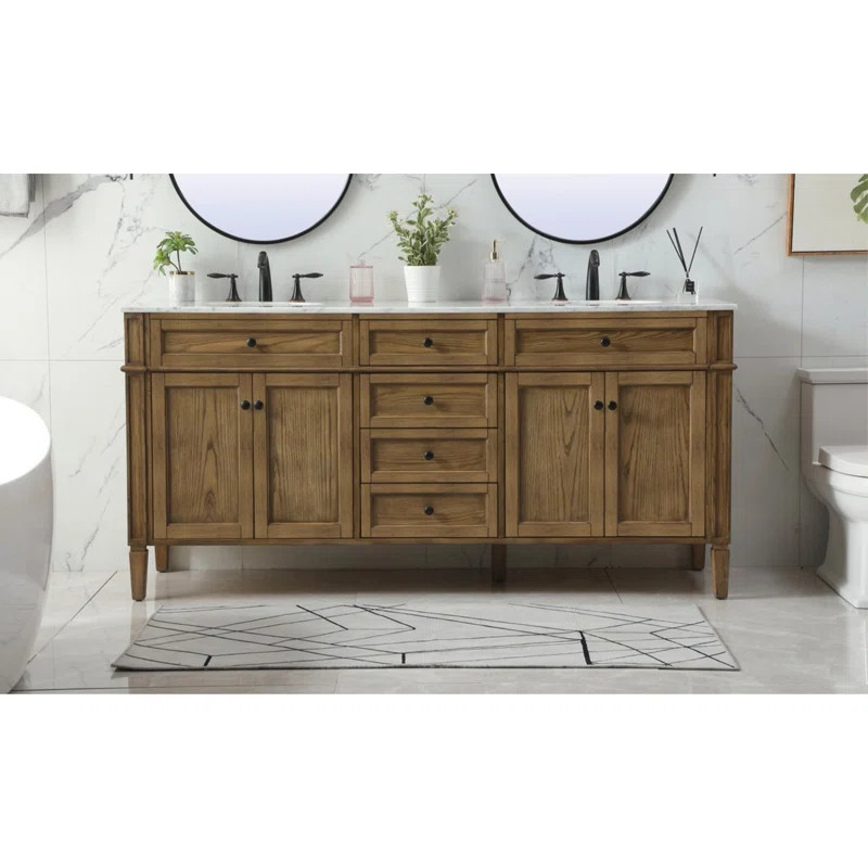 Rivers 72'' Double Bathroom Vanity with Marble Top | Wayfair North America