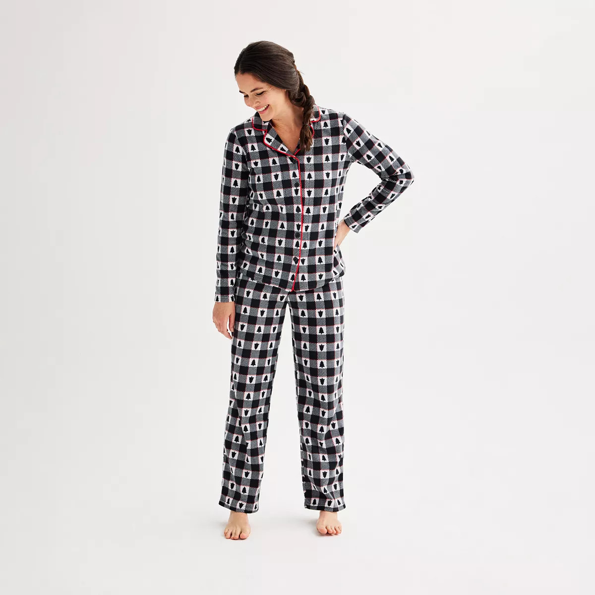 Women's Jammies For Your Families® Winter Plaid Notch Pajama Top & Pajama Bottoms Set | Kohl's