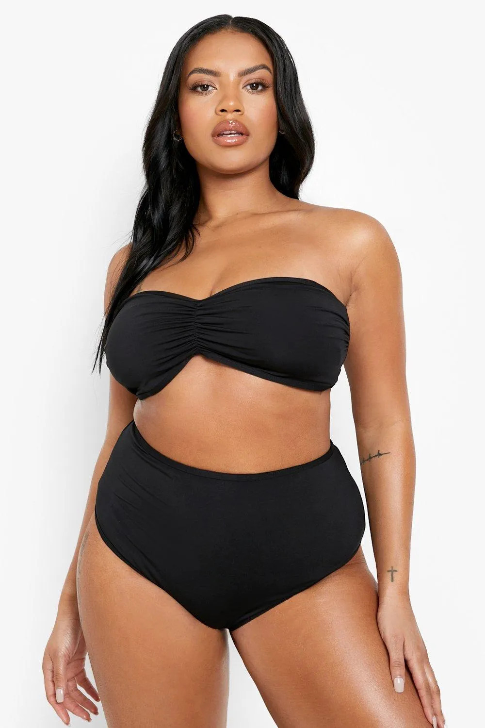 Swimwear | Plus High Waist Bandeau Bikini Set | boohoo | Boohoo.com (UK & IE)