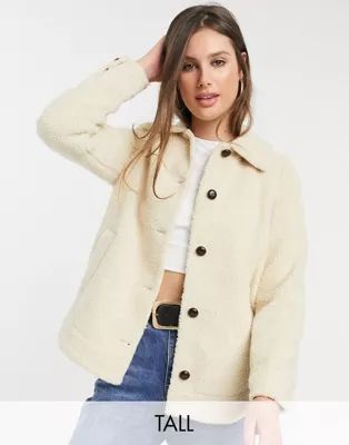 Vero Moda Tall teddy jacket in cream | ASOS (Global)