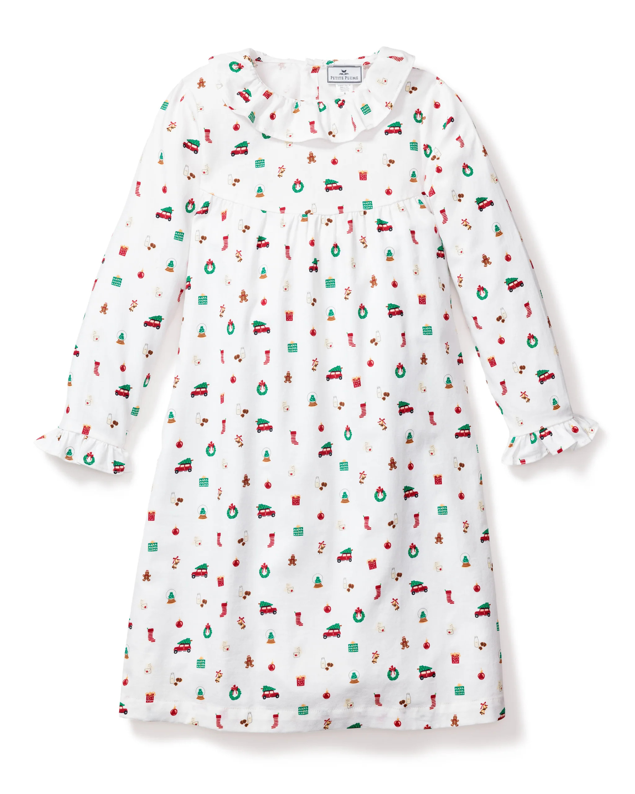 Girl's Twill Scarlett Nightgown in Winter Nostalgia | Petite Plume