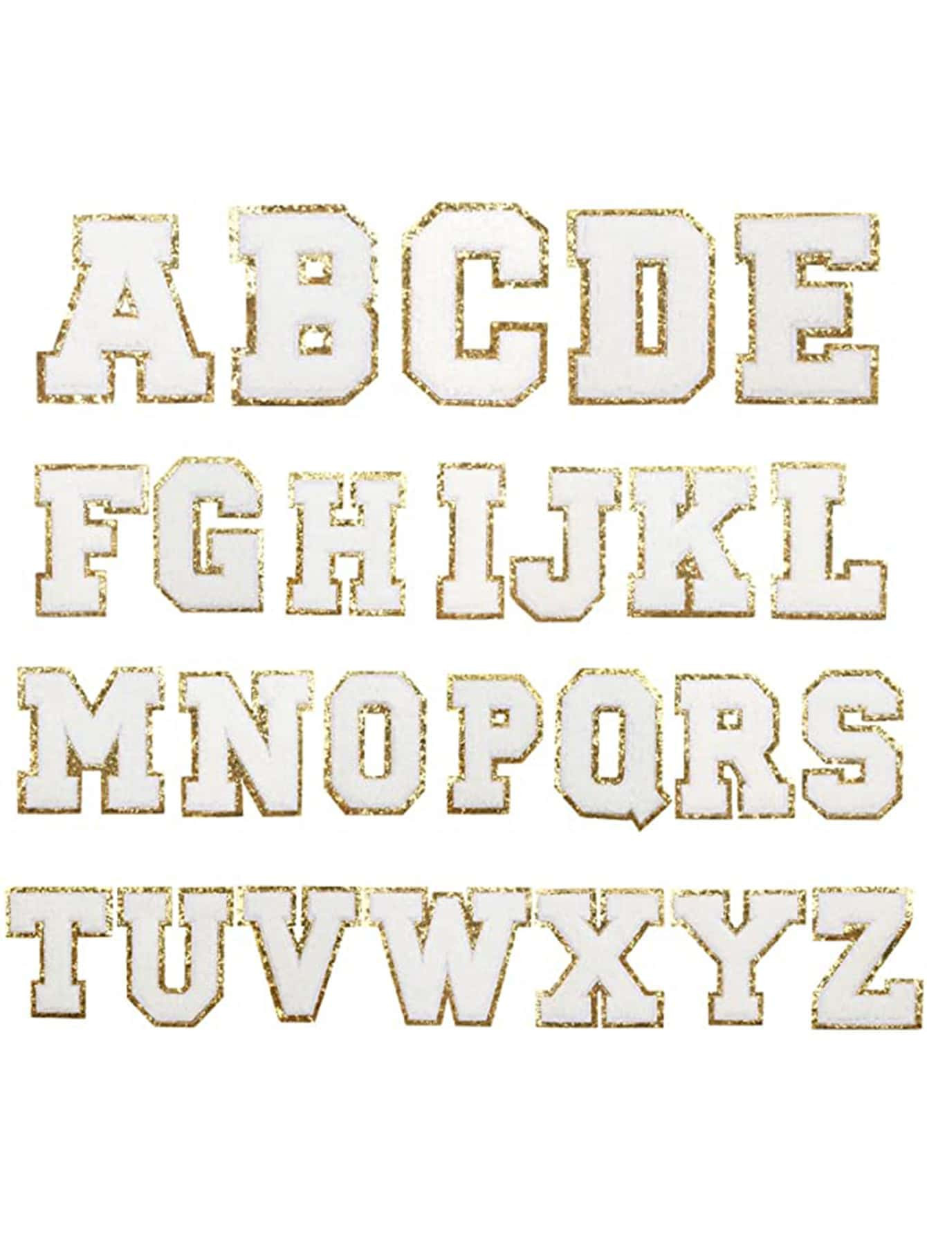 26pcs Letter Graphic Iron-on Patch With Golden Edge | SHEIN