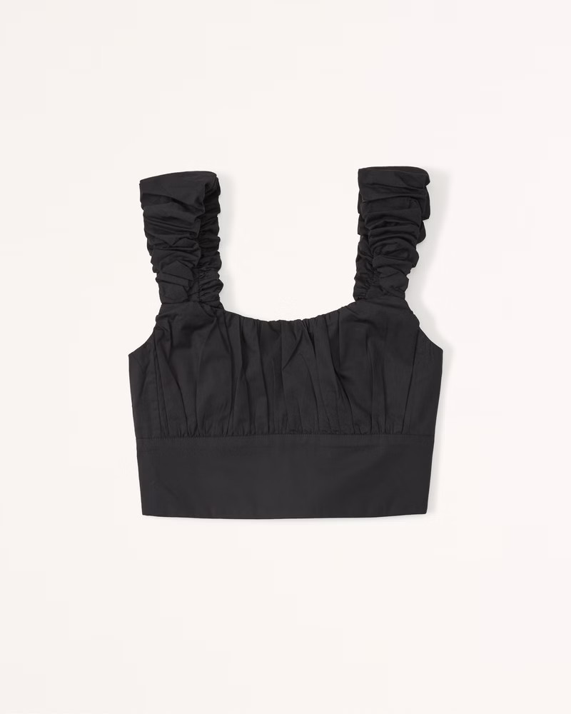 Poplin Scrunch Strap Set Top | Abercrombie & Fitch (US)