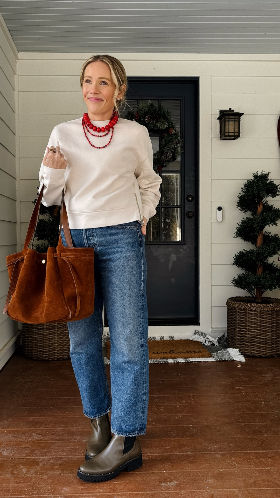 Bauble Bar necklace & earring stacks are 20% off this weekend, sized down to xs in Athleta crew sweatshirt with gorgeous side zips, Freda Salvador boots are 15% off this weekend true to size, Agolde 90's crop denim jeans true to size, Madewell perfect white tee in small, eby underwear always size up to medium, Pepper bra, Tory Burch Romy Suede Toe is very worth it ~ xo Claire

#LTKSaleAlert #LTKOver40 #LTKootd