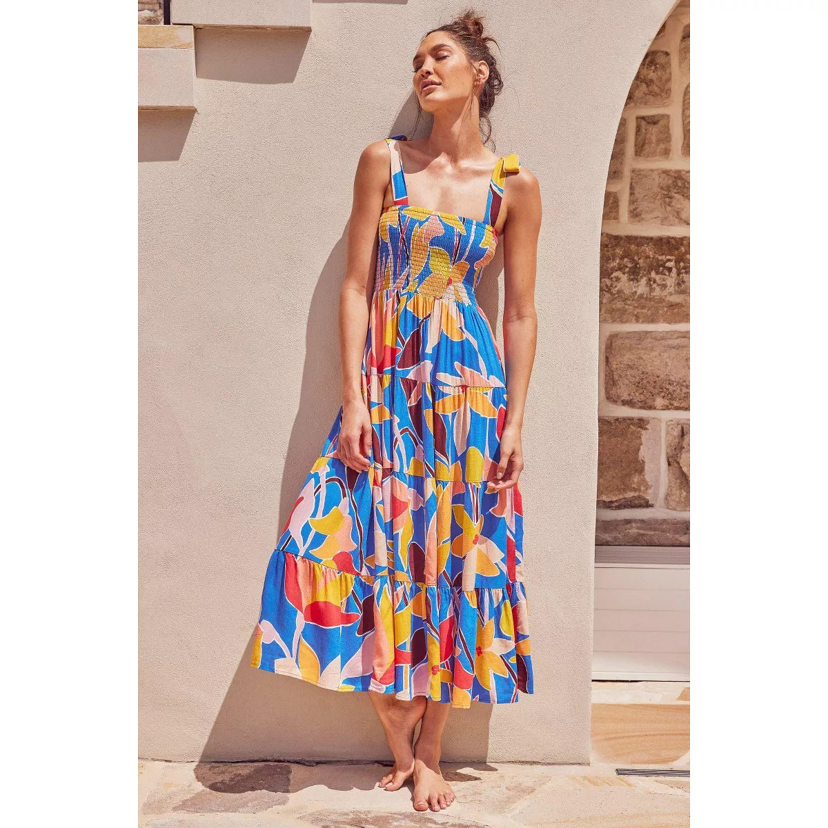 Coolmee Summer Sleeveless Collarless high Waisted Printed Embroidered Women's Suspender Dress Pri... | Target