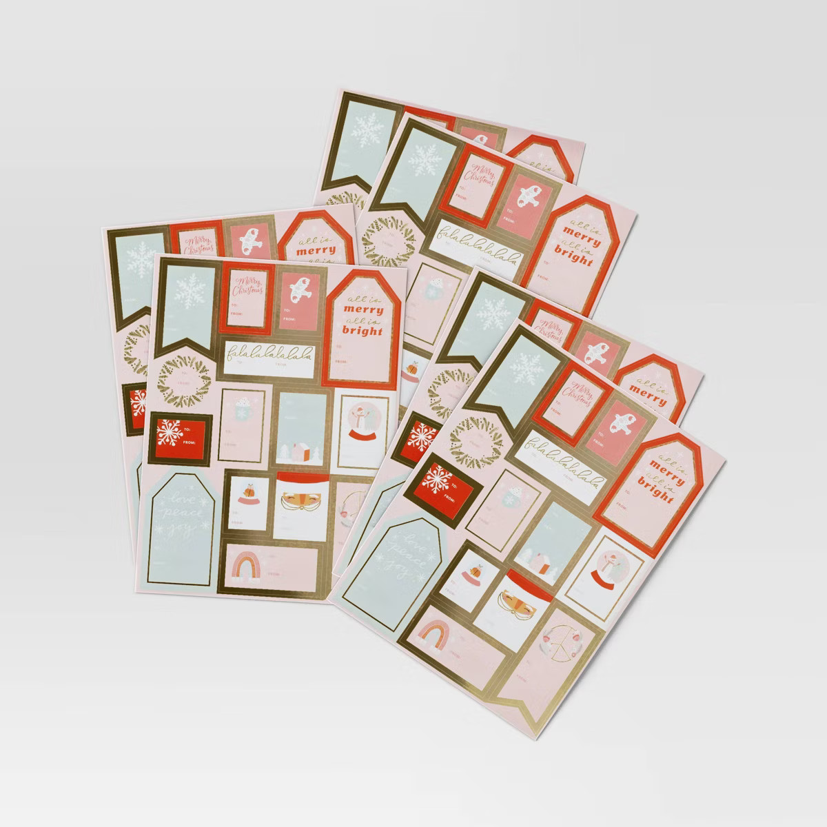 90ct Peel & Stick Christmas Gift Tag Blush/Green - Wondershop™ | Target