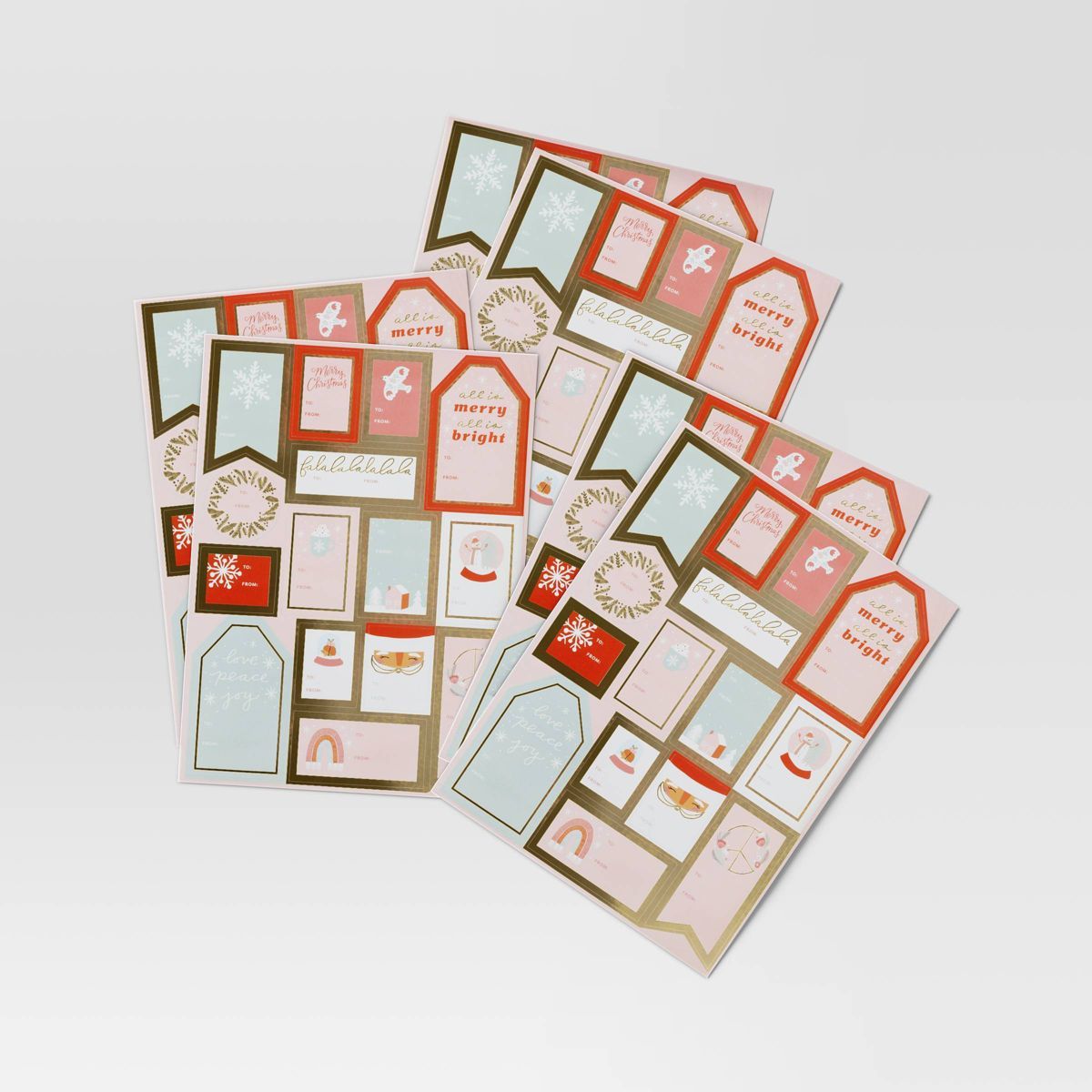 90ct Peel & Stick Christmas Gift Tag Blush/Green - Wondershop™ | Target