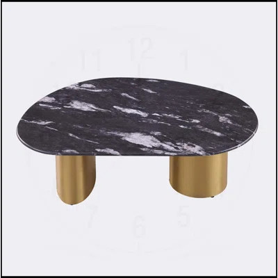 Stylish Oval Coffee Table with Sintered Stone Top and Gold Legs, Perfect for Modern Living Rooms with Soft Corner Edges. | Wayfair North America