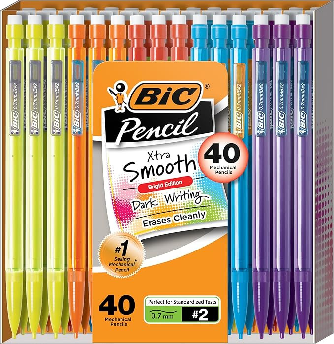 BIC Xtra Smooth Mechanical Pencil, 0.7 mm Medium Point, Refillable and Retractable, 40-Count Pack | Amazon (US)