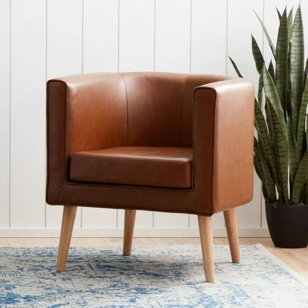 Gap Home Club Chair, Camel Faux Leather | Walmart (US)