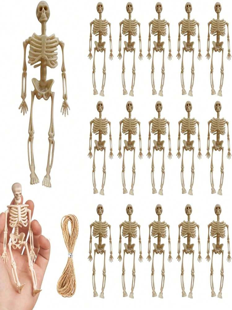 12PCS Small Skeleton Figurines Plastic Mini Skeletons For Craft Halloween Hanging Decor Skeleton ... | SHEIN