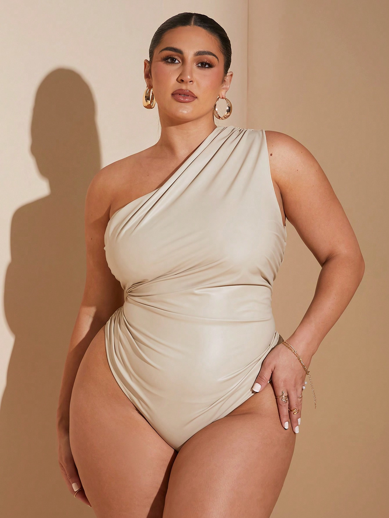 SHEIN BAE Plus Size Women Elegant Ruched Off-The-Shoulder Bodysuit | SHEIN USA | SHEIN