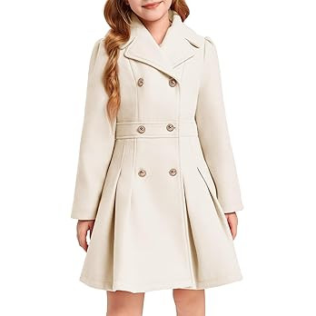 Haloumoning Girls Winter Dress Coat Button Peacoat Notch Lapel Double Breasted Outerwear with Poc... | Amazon (US)
