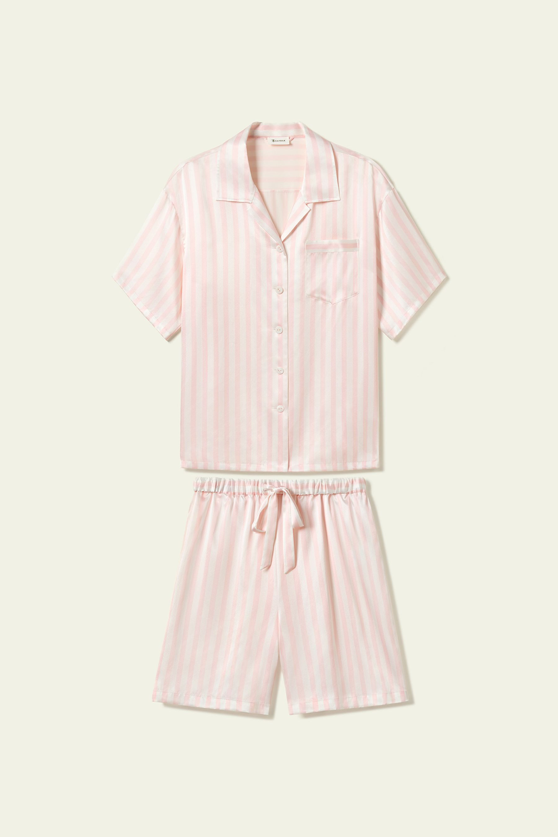 Striped Charmeuse Short Pajama Set | LILYSILK