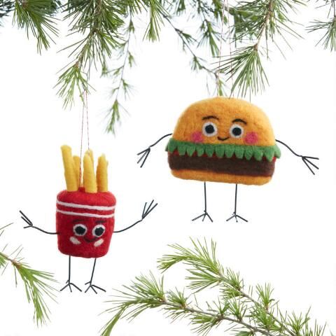 Wool Burger And Fries Ornaments Set Of 2 | World Market
