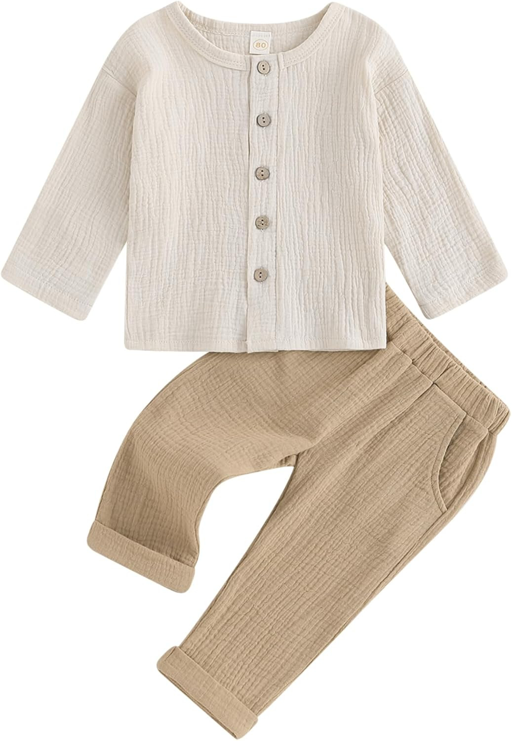 Toddler Baby Boy Clothes Cotton Linen Shirts Button Down Long Sleeve Shirts Casual Pants Set 1-4Y | Amazon (CA)
