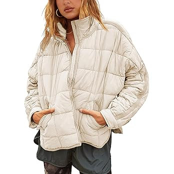 Bianstore Women's Oversized Splice Quilted Lightweight Puffer Jacket Casual Padded Coat | Amazon (US)