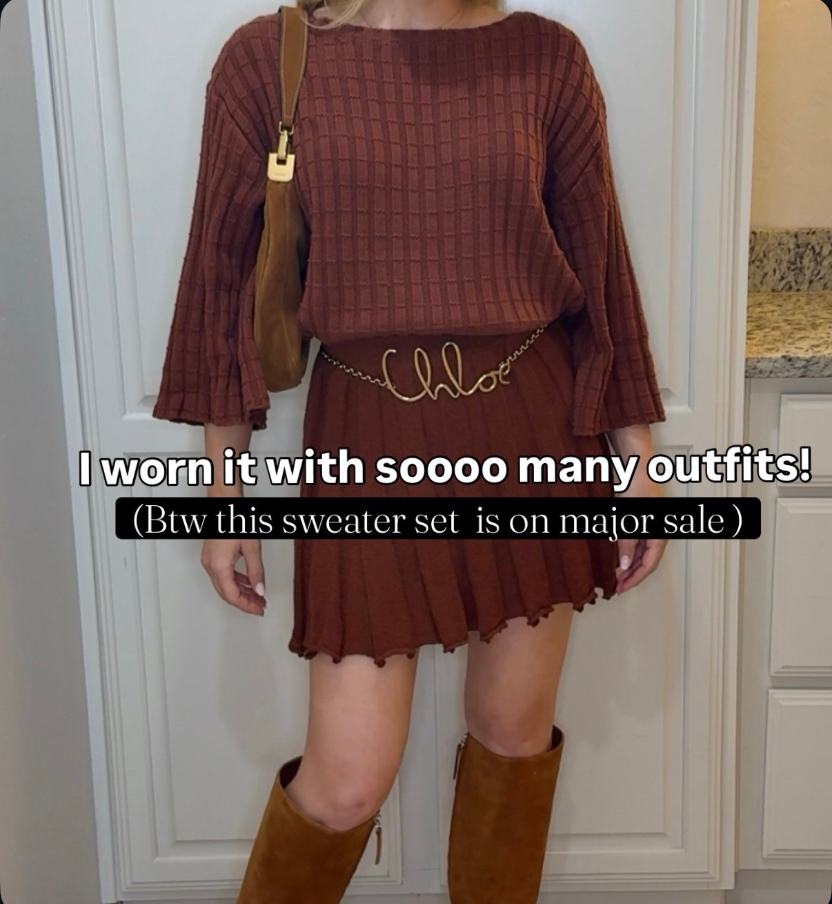 Sweater with skirt 
Chloe belt