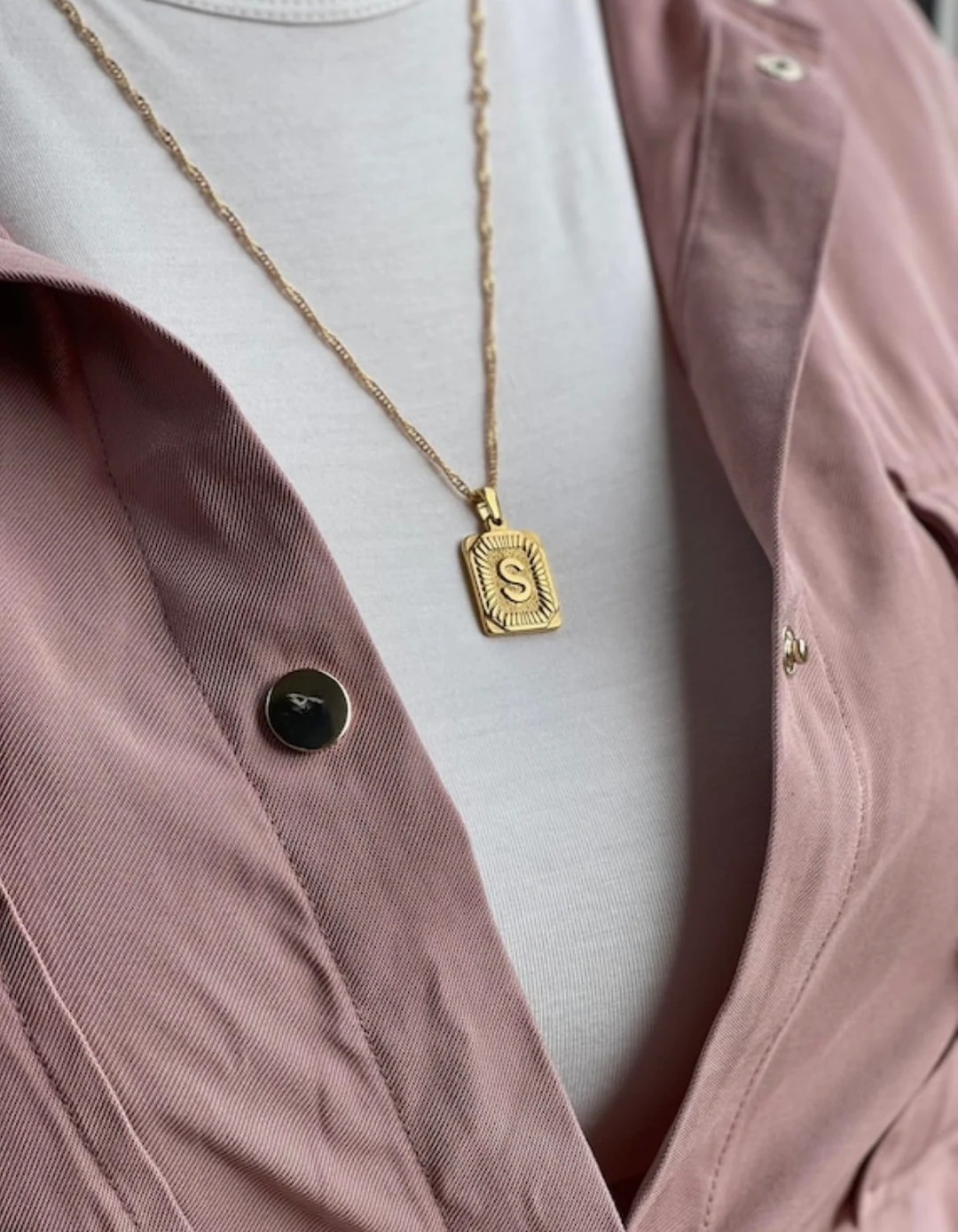 18K Gold Initial Letter Necklace Medal Gold Initial Letter - Etsy | Etsy (US)