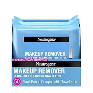 Neutrogena Makeup Remover Wipes, Ultra-Soft Cleansing Facial Towelettes for Waterproof Makeup, Al... | Amazon (US)
