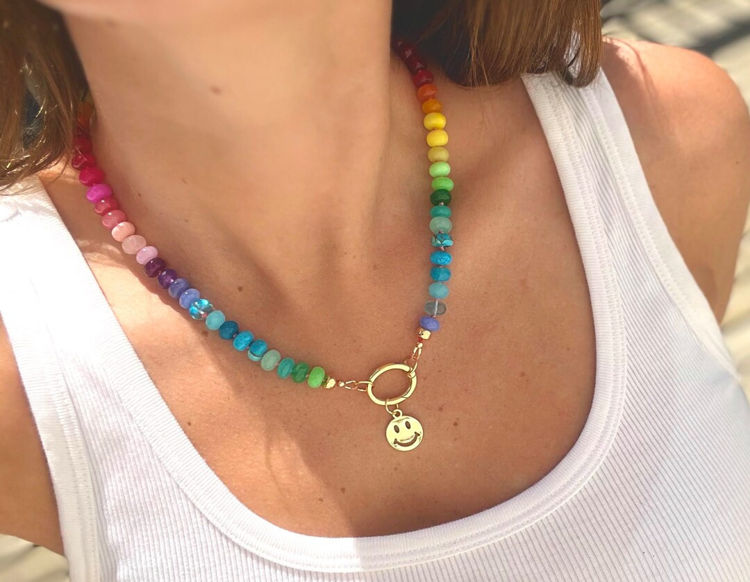 Lola Mixed Gemstone Necklace Hand Knotted on Silk  Candy - Etsy | Etsy (US)