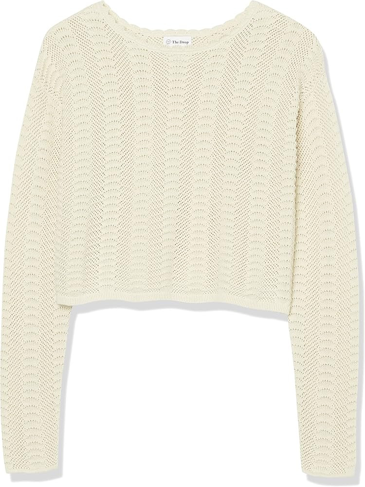 The Drop Women's Makayla Crochet Drop Shoulder Cropped Pullover | Amazon (US)