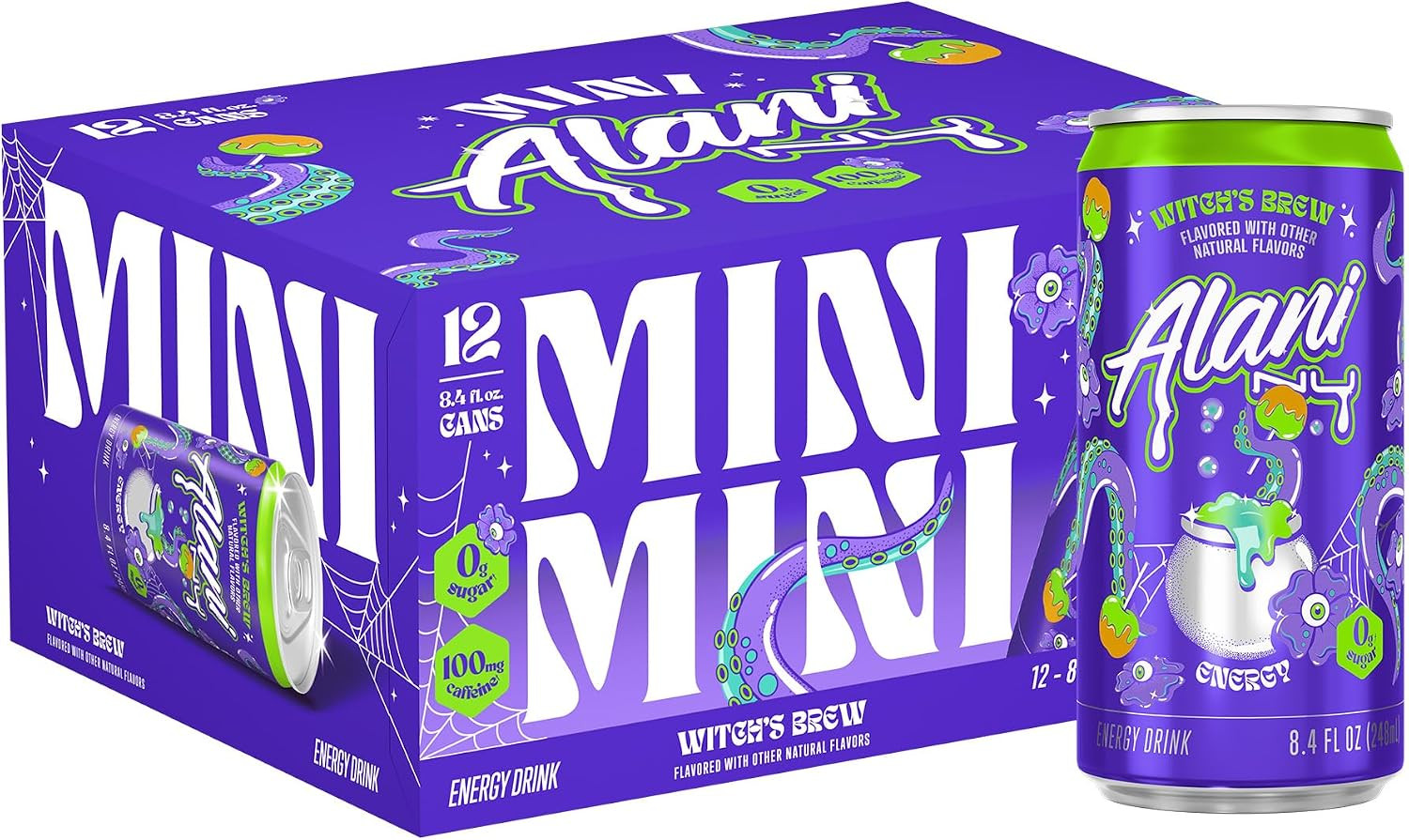 Alani Nu WITCHES BREW, Low Calorie Energy Drinks, 100mg Caffeine, Biotin, B Vitamins, Zero Sugar, 10 Calories or Less, 8 Fl Oz Cans, 12 Pack | Amazon (US)