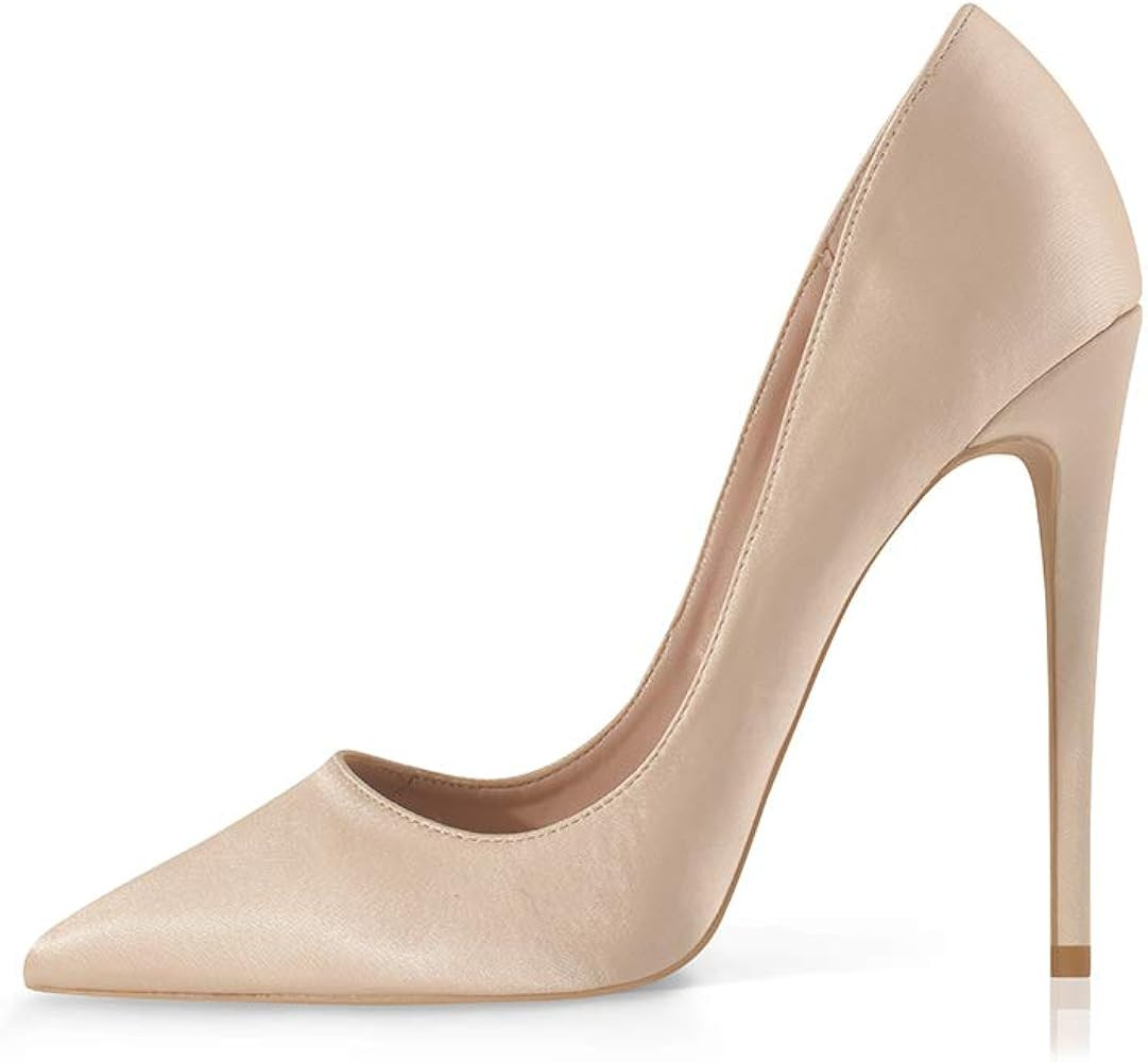 Elisabet Tang High Heels Womens Pointed Toe Heels Satin Pumps Stiletto Bridal Party Dress Evening... | Amazon (US)