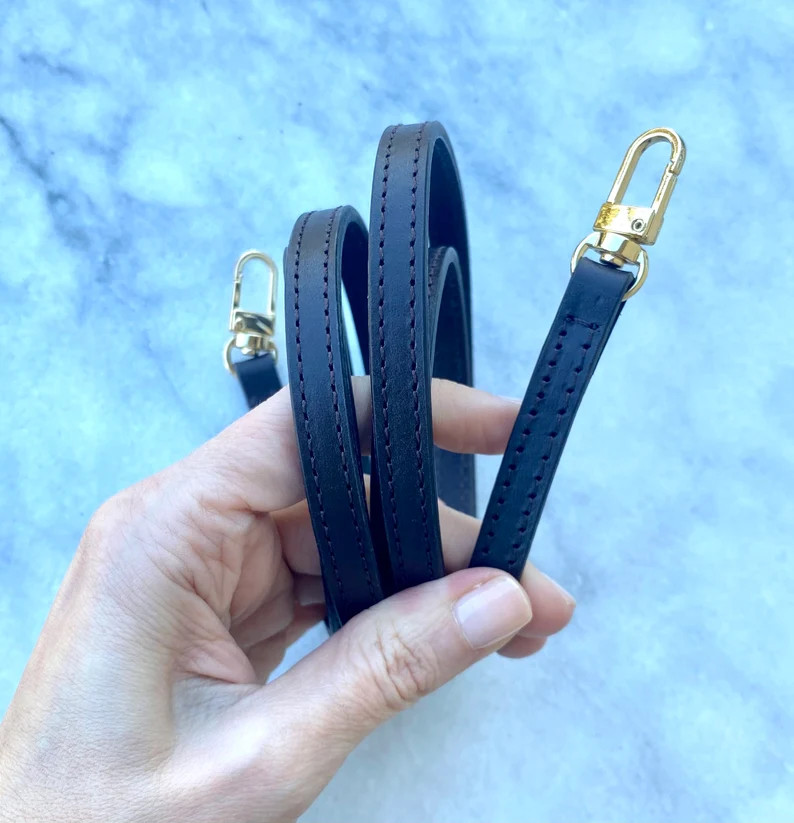 Crossbody Strap Replacement Dark Brown Ebene Real Leather Handcrafted Crossbody Strap for Pochett... | Etsy (US)