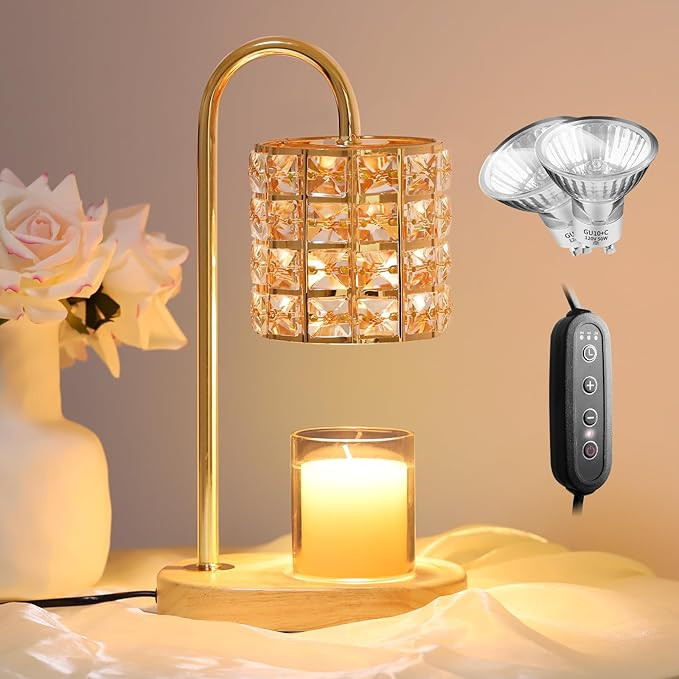 Candle Warmer Lamp, Wax Warmer Lamp with 2 Bulbs, Timer & Dimmer 7-Levels, Candle Top Melting Com... | Amazon (US)