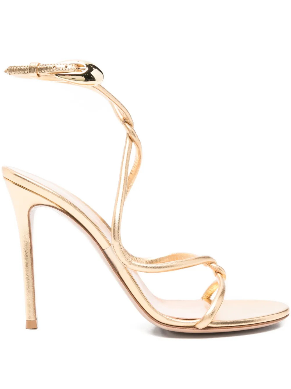 Gianvito Rossi 105mm Jungle Mamba Strappy Leather Sandals | Gold | FARFETCH | Farfetch Global